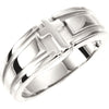 Religious Cross Duo Wedding Band Ring in Sterling Silver ( Size 10 )