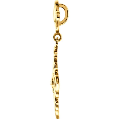 14k Yellow Gold Decorative Dangle Pendant