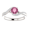 14k White Gold Passion Pink Topaz & 1/10 CTW Diamond Ring, Size 7