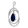 14k White Gold Chatham® Created Blue Sapphire & 1/2 CTW Diamond Pendant