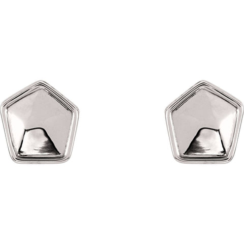 14k White Gold Geometric Earrings