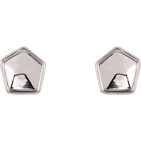 14k White Gold Geometric Earrings