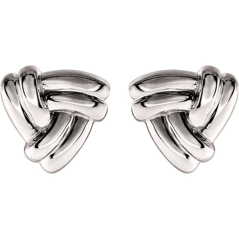 14k White Gold Triangle Knot Earrings