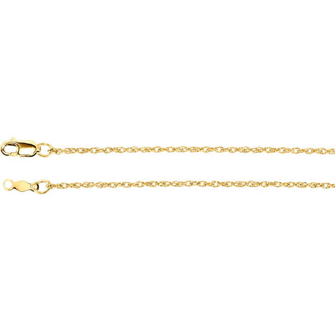 14k Yellow Gold 1.25mm Rope 18" Chain