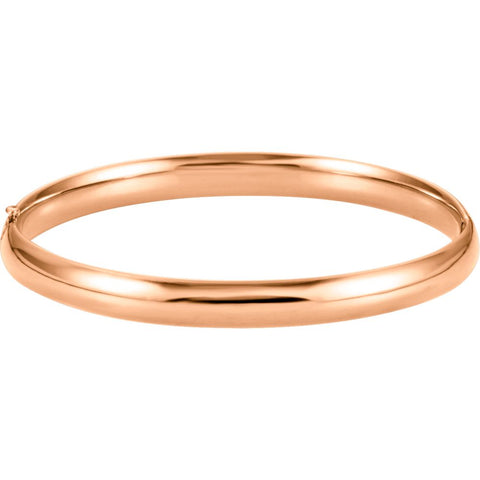 14k Rose Gold 6.5mm Hinged Bangle Bracelet
