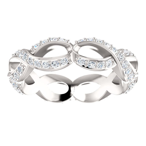14k White Gold 3/4 CTW Diamond Infinity-Inspired Eternity Band Size 7