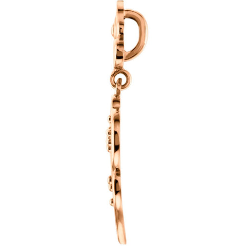 14k Rose Gold Fleur-De-Lis Decorative Dangle Pendant