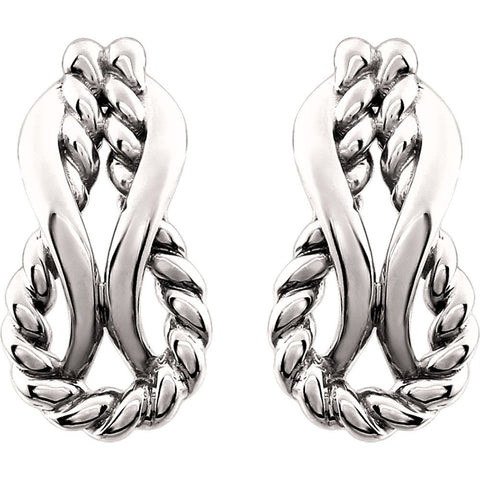 14k White Gold Teardrop Rope Design Earrings