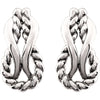 14k White Gold Teardrop Rope Design Earrings