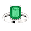 14k White Gold 9x7mm Emerald Scroll Setting® Ring Mounting, Size 7