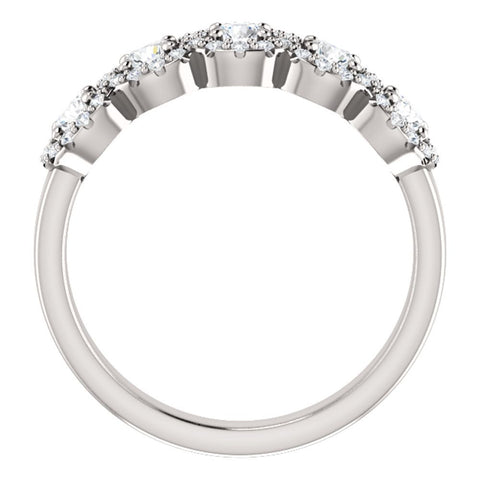 14k White Gold 3mm Round 3/4 CTW Diamond Engagement Ring , Size 7