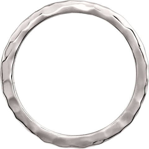 14k White Gold 2mm Hammered Stackable Ring Size 5