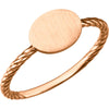 Oval Engravable Rope Ring in 14K Rose Gold (Size 6)
