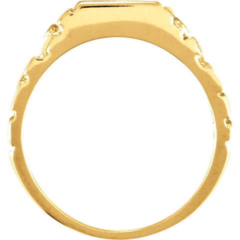 14k Yellow Gold 9mm Men's Nugget Signet Ring, Size 10