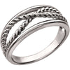14k White Gold Crossover Rope Ring, Size 7