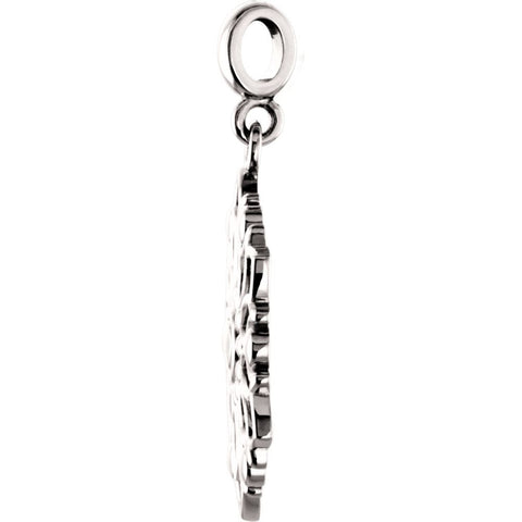 14k White Gold Decorative Dangle Pendant