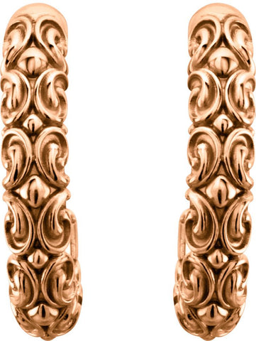 14k Rose Gold 20x4.1mm Sculptural-Inspired Half-Hoop Earrings
