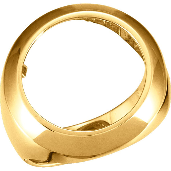 14k Yellow Gold Men's 16.5mm Coin Ring Mounting, Size 9.75