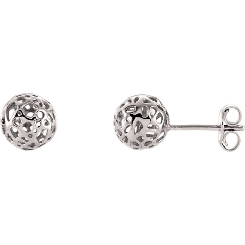 14k White Gold Ball Earrings