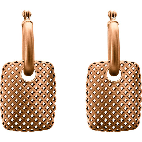 14k Rose Gold Pierced Style Hoop Earrings