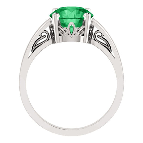 14k White Gold Chatham® Created Emerald Ring, Size 7