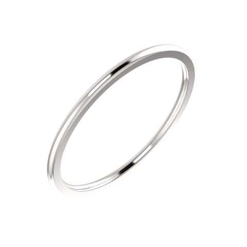 14k White Gold 1mm Comfort Fit Band, Size 6.5
