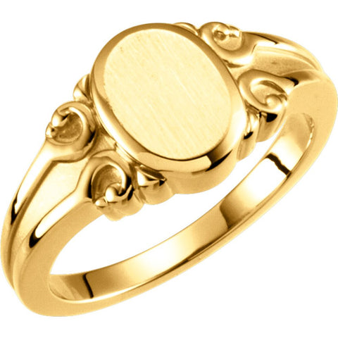 14k Yellow Gold Oval Signet Ring, Size 6