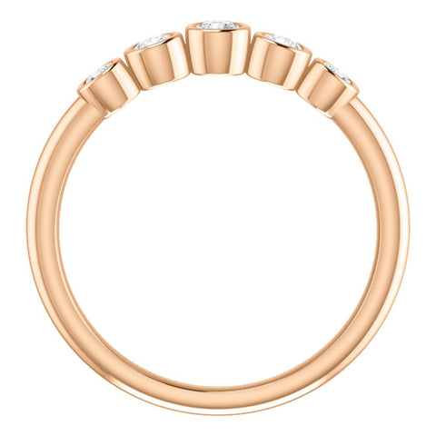 14k Rose Gold 1/4 CTW Diamond Graduated Bezel Set Ring, Size 7