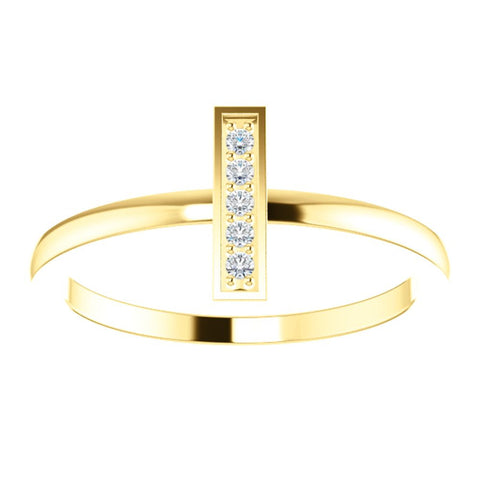 14k Yellow Gold .05 CTW Diamond Bar Ring, Size 7