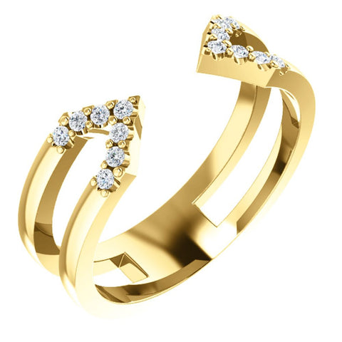 14k Yellow Gold 1/8 CTW Diamond Geometric Ring, Size 7