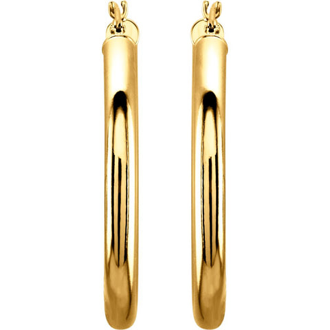 14k Yellow Gold 30mm Tube Hoop Earrings