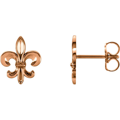 14k Rose Gold Fleur-De-Lis Earrings