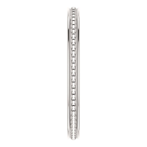 14k White Gold Stackable Bead Ring Size 6
