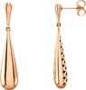 34.5X7.4mm Teardrop-Shaped Earrings in 14K Rose Gold