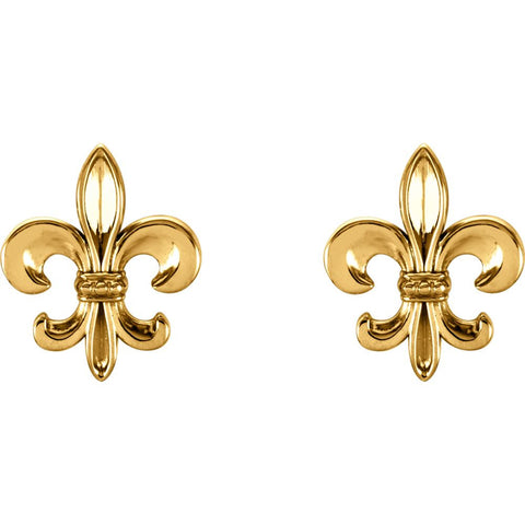 14k Yellow Gold Fleur-De-Lis Earrings