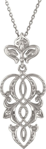Sterling Silver Decorative Dangle 18" Necklace
