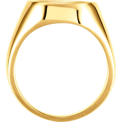 14k Yellow Gold 12mm Men's Signet Ring, Size 11