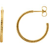 14K Yellow Gold 21mm Hoop Earrings With Rope Design