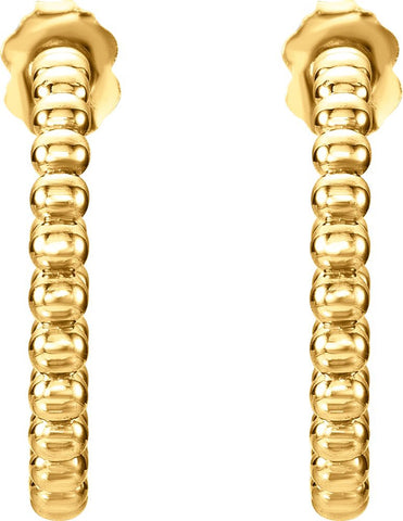 14k Yellow Gold 21mm Beaded Hoop Earrings