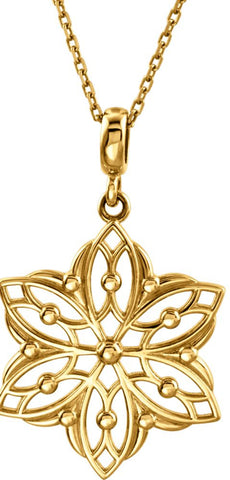 14k Yellow Gold Decorative Dangle 18" Necklace
