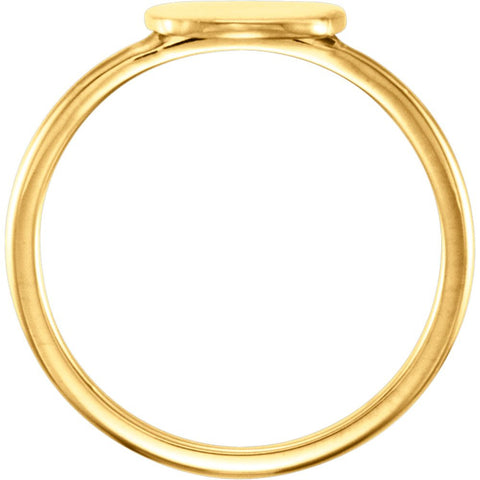 14k Yellow Gold Cushion Engravable Ring , Size 7