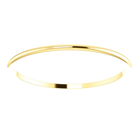10k Yellow Gold 1mm Half Round Band , Size 7.5