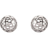 14k White Gold Half Ball Textured Earrings
