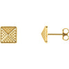 14K Yellow Gold Granulated Pyramid Earrings