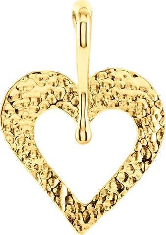 14k Yellow Gold Heart Pendant with Hammered Finish