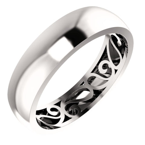 14k White Gold 6mm Paisley Design Band Size 12
