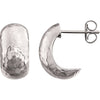 14k White Gold Hammered Hoop Earrings