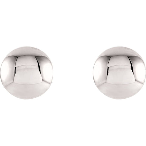 14k White Gold Convex Circle Earrings