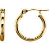 14K Yellow Gold 15mm Tube Hoop Earrings