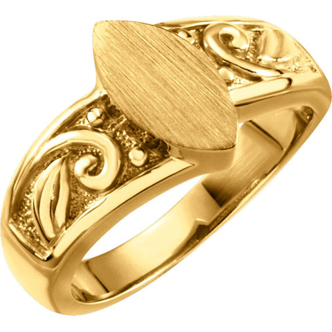 14k Yellow Gold Ladies' Signet Ring, Size 6